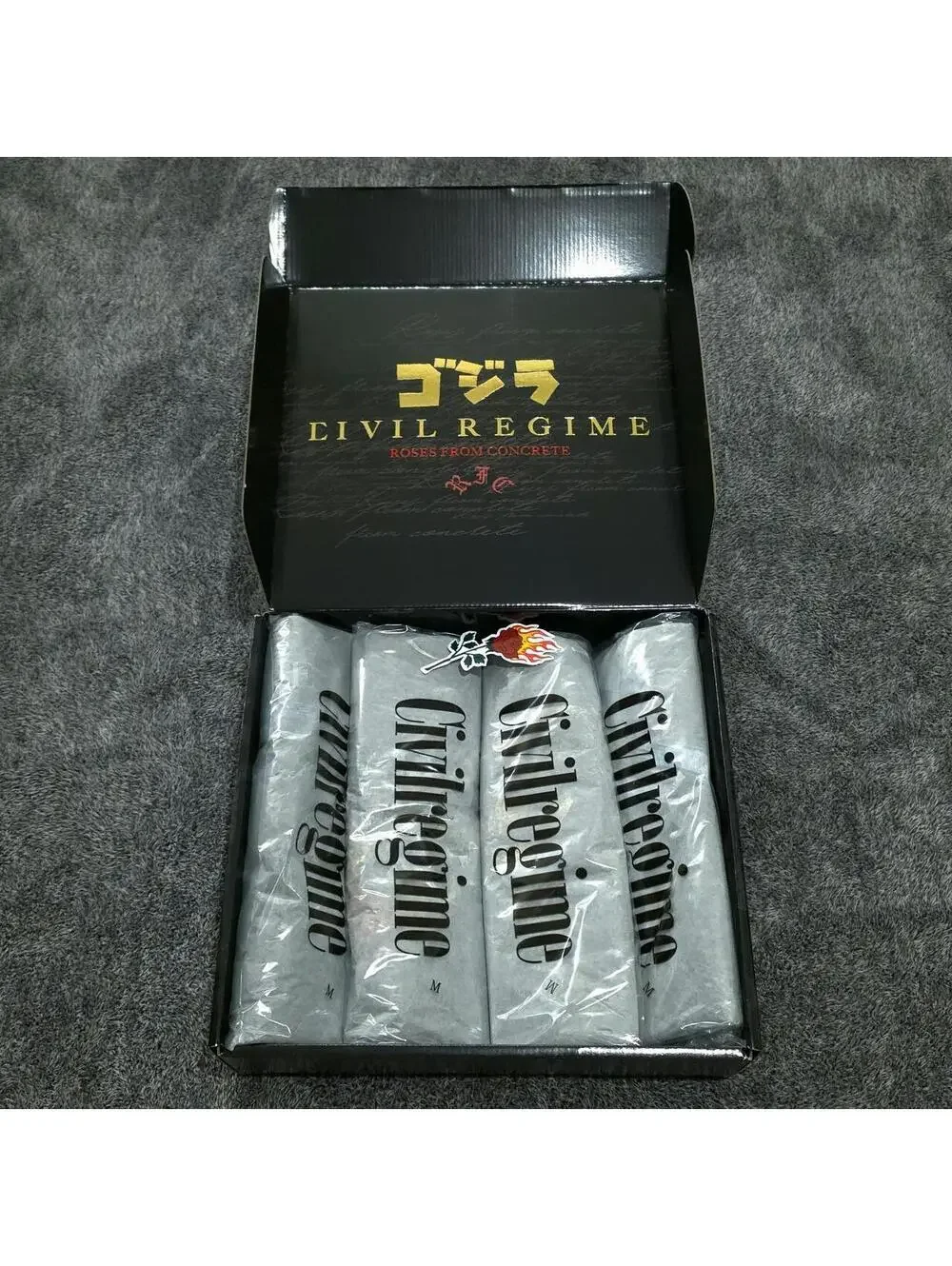 Civil Regime x Godzilla Basic Tees Box Set, Medium (boxy cropped fit), NWT